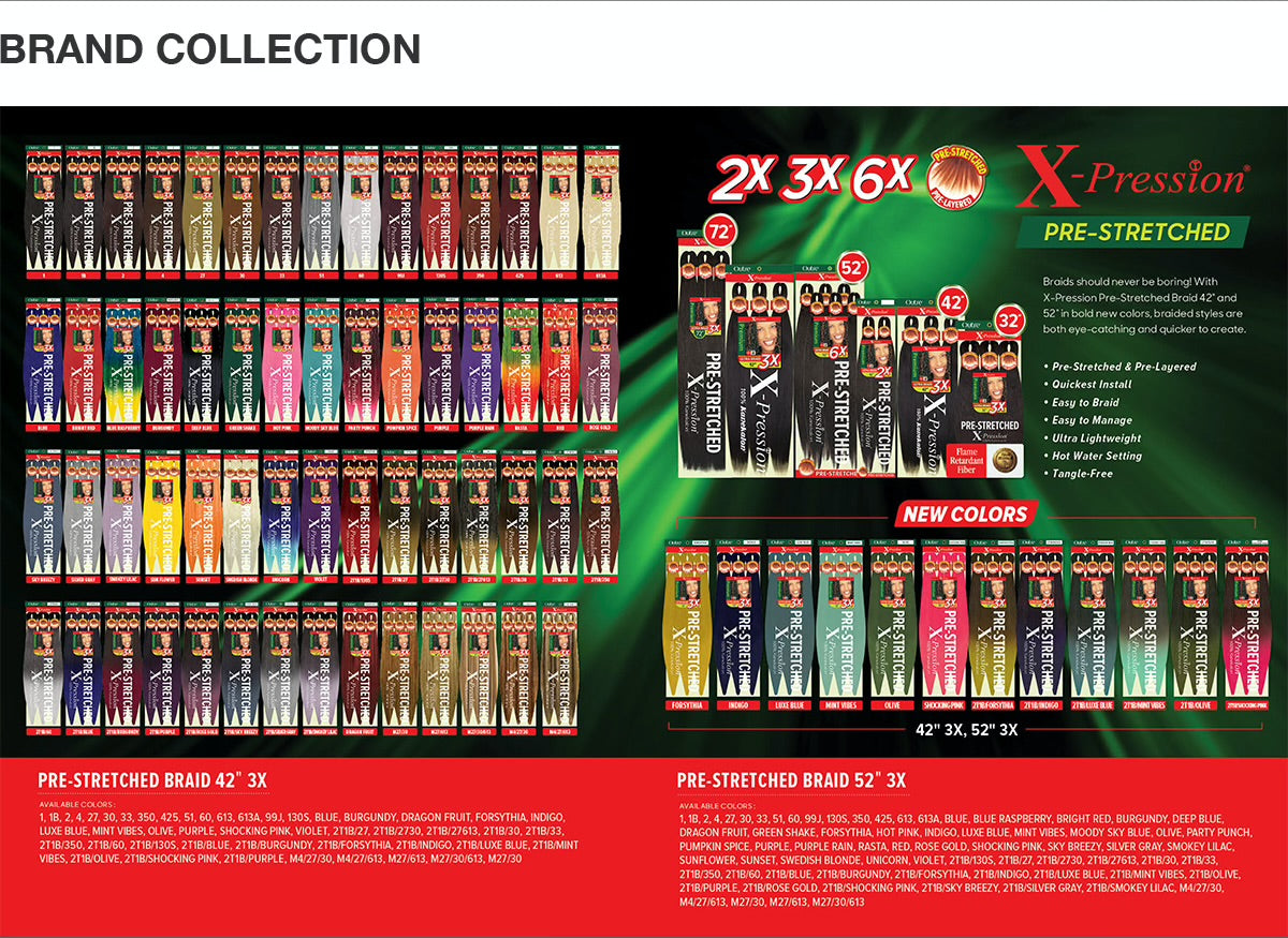 Outre Braids X-Pression Kanekalon 3X Pre Stretched Braid 42" - 52”
X—PRESSION BRAID HAIR